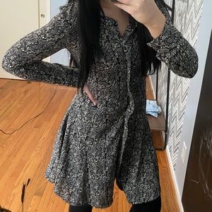 Paisley pattern button up dress tie back